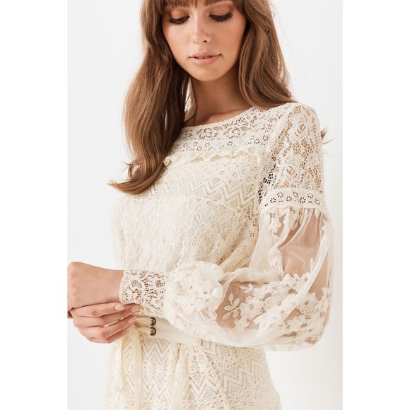 NWT Spell & the Gypsy Collective Cream Dawn Lace Belted Midi Dress - Picture 3 of 17